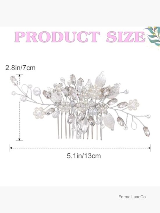 Crystal Leaf Hair Comb Bridal Pearl Headpiece Wedding Updo Accessory main image 4